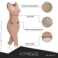 Cargar imagen en el visor de la galería, Fajas SONRYSE 010 | Colombian Shapewear Knee Lenght with Built-in bra & High Back | Post Surgery and Postpartum Use