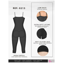 Cargar imagen en el visor de la galería, Fajas Salome 0213 | Post Surgery Butt Lifter Full Bodysuit | Open Bust Knee Length Body Shaper for Women | Powernet