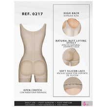 Cargar imagen en el visor de la galería, Fajas Salome 0217 | Mid Thigh Firm Compression Full Body Shaper for Women | Butt Lifter Open Bust Postpartum Bodysuit | Powernet