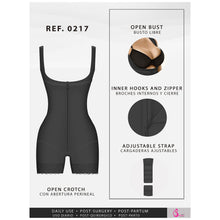Cargar imagen en el visor de la galería, Fajas Salome 0217 | Mid Thigh Firm Compression Full Body Shaper for Women | Butt Lifter Open Bust Postpartum Bodysuit | Powernet