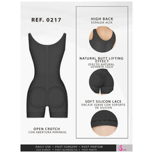 Cargar imagen en el visor de la galería, Fajas Salome 0217 | Mid Thigh Firm Compression Full Body Shaper for Women | Butt Lifter Open Bust Postpartum Bodysuit | Powernet