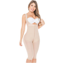 Cargar imagen en el visor de la galería, Fajas Salome 0520 | Open Bust Post Surgery Full Body Shaper for Women | Butt Lifter Knee Length Bodysuit | Powernet