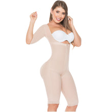 Cargar imagen en el visor de la galería, Fajas Salome 0525 | Post Surgery Bodysuit Full Body Shaper for Women | Tummy Control Butt Lifter Knee Length Shapewear with Sleeves | Powernet