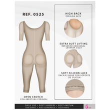 Cargar imagen en el visor de la galería, Fajas Salome 0525 | Post Surgery Bodysuit Full Body Shaper for Women | Tummy Control Butt Lifter Knee Length Shapewear with Sleeves | Powernet