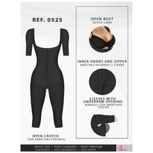 Cargar imagen en el visor de la galería, Fajas Salome 0525 | Post Surgery Bodysuit Full Body Shaper for Women | Tummy Control Butt Lifter Knee Length Shapewear with Sleeves | Powernet