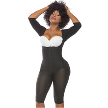 Cargar imagen en el visor de la galería, Fajas Salome 0525 | Post Surgery Bodysuit Full Body Shaper for Women | Tummy Control Butt Lifter Knee Length Shapewear with Sleeves | Powernet