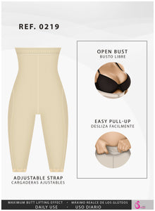 Fajas Salome 0219 | High Waist Compression Shorts for Women | Butt Lifter Capri Shapewear | Powernet