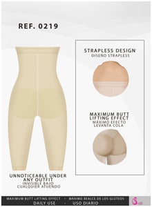 Fajas Salome 0219 | High Waist Compression Shorts for Women | Butt Lifter Capri Shapewear | Powernet