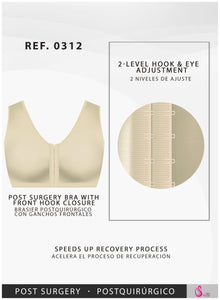 Fajas Salome 0312 | Front Closure Breast Augmentation Post Surgery Bra for Women | Powernet