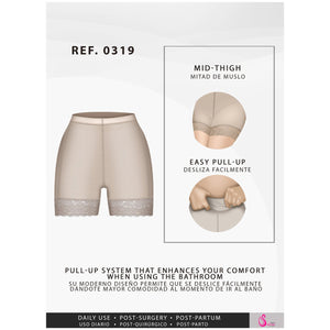 Fajas Salome 0319 | BBL Compression Shaper Shorts for Women | Tummy Control Butt Lifter Mid Thigh Shapewear Shorts | Powernet