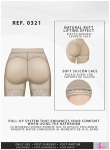 Fajas Salome 0321 | High Waist Compression Slimmer Butt Lifter Shapewear Shorts | Powernet