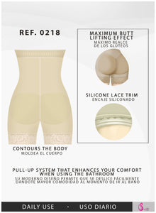 Fajas Salome 0218 | Colombian Shapewear Girdle High-Waist Shorts for Women |er with Butt Lift & Tummy Control | Powernet Daily Use Body Shap