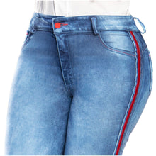 Cargar imagen en el visor de la galería, DRAXY 1413 High Waisted Butt Lifting Skinny Wide Waistband Colombian Jeans for Women
