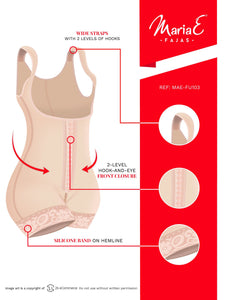 Fajas MariaE FU103 | Post Surgery Girdle Postpartum Body Shaper for Women | Open Bust & Tummy Control