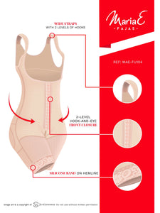 Fajas MariaE FU104 | Postsurgical Body Shaper for Daily Use | Open Bust & Mid-thigh