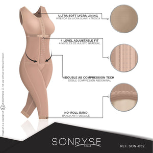 Fajas SONRYSE 052 | Colombian Full Body Shaper for Post Surgery with Built-in Bra | Butt Lifting Effect and Tummy Control