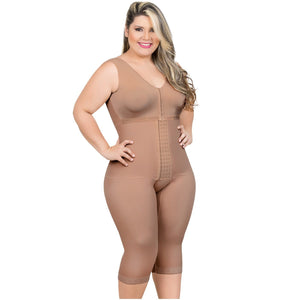 Fajas MariaE 9262 | Colombian Postpartum Full Body Body Shaper for Women | Knee Length & Bra