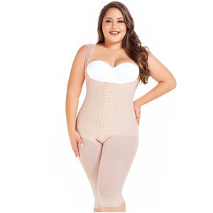 Fajas MariaE 9382 | Post Surgery Body Shaper | Postpartum Butt Lifting Girdle | Open Bust & Knee Length