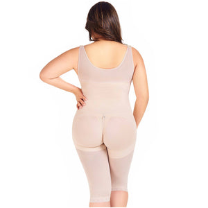 Fajas MariaE 9382 | Post Surgery Body Shaper | Postpartum Butt Lifting Girdle | Open Bust & Knee Length