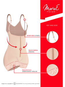 Fajas MariaE 9235 | Colombian Body Shaper Butt Lifting Postpartum Girdle Shapewear for Women | Open Bust for Daily Use