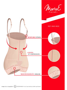 Fajas MariaE 9632 | Post Surgery Postpartum Boyshort Shapewear for Women | Strapless & Butt Lifting