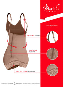 Fajas MariaE 9633 | Postpartum Boyshort Body Shaper for Women | Strapless with Side Zipper