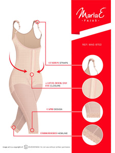 Fajas MariaE 9702 | Postsurgical Full Body Shaper for Women | Open Bust with Front Closure