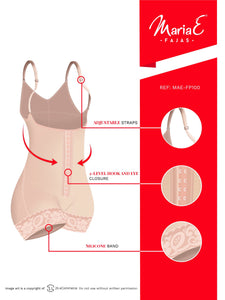 Fajas MariaE FP100 | Postpartum Faja Butt Lifting Shapewear For Daily Use | Open Bust & Front Closure