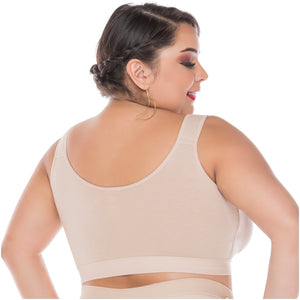 Fajas Salome 0312 | Front Closure Breast Augmentation Post Surgery Bra for Women | Powernet