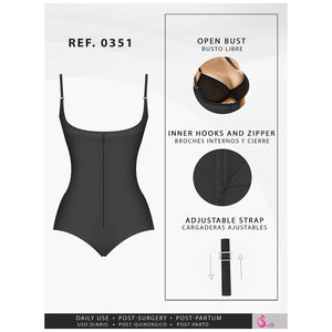 Fajas Salome 0351 | Open Bust Thong Tummy Control Shapewear for Women | Powernet