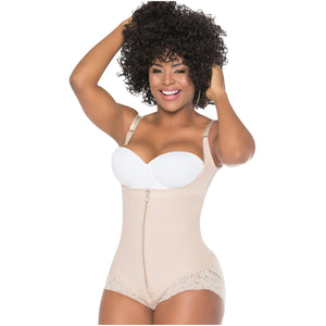 Fajas Salome 0413| Butt Lifter Tummy Control Shapewear for Women | Open Bust Hiphugger Bodysuit | Powernet