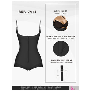 Fajas Salome 0413| Butt Lifter Tummy Control Shapewear for Women | Open Bust Hiphugger Bodysuit | Powernet