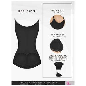 Fajas Salome 0413| Butt Lifter Tummy Control Shapewear for Women | Open Bust Hiphugger Bodysuit | Powernet