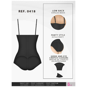 Fajas Salome 0418 | Strapless Butt Lifter Panty Bodysuit | Open-Bust Tummy Control Shapewear for Women | Powernet
