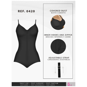 Fajas Salome 0420 | Hiphugger Body Shaper with Bra | Butt Lifter Tummy Control Shapewear for Women | Powernet