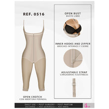 Load image into Gallery viewer, Fajas Salome 0516 | Post Surgery Postpartum Butt Lifter Full Bodysuit | Open Bust Knee Length Body Shaper for Women | Powernet
