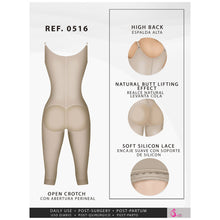 Load image into Gallery viewer, Fajas Salome 0516 | Post Surgery Postpartum Butt Lifter Full Bodysuit | Open Bust Knee Length Body Shaper for Women | Powernet
