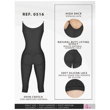 Load image into Gallery viewer, Fajas Salome 0516 | Post Surgery Postpartum Butt Lifter Full Bodysuit | Open Bust Knee Length Body Shaper for Women | Powernet
