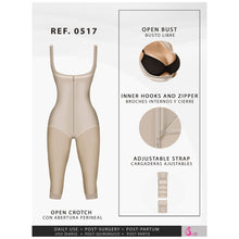 Cargar imagen en el visor de la galería, Fajas Salome 0517 | Post Surgery Stage 1 Butt Lifter Full Bodysuit | Open Bust Knee Length Body Shaper for Women | Powernet
