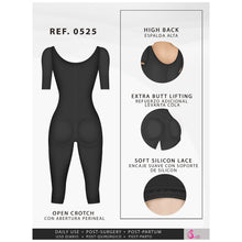 Cargar imagen en el visor de la galería, Fajas Salome 0525 | Post Surgery Bodysuit Full Body Shaper for Women | Tummy Control Butt Lifter Knee Length Shapewear with Sleeves | Powernet
