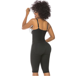 Fajas Salome 0515 | Open-Bust Postpartum Bodysuit | Knee Length Full Body Shaper for Women | Powernet