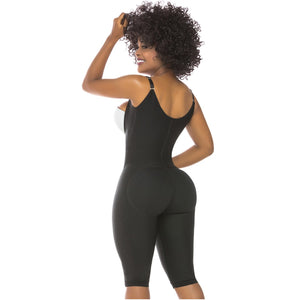 Fajas Salome 0516 | Post Surgery Postpartum Butt Lifter Full Bodysuit | Open Bust Knee Length Body Shaper for Women | Powernet