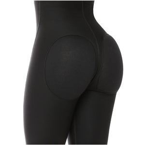 Fajas Salome 0520 | Open Bust Post Surgery Full Body Shaper for Women | Butt Lifter Knee Length Bodysuit | Powernet