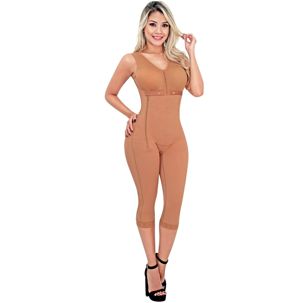 Fajas SONRYSE 010 | Colombian Shapewear Knee Lenght with Built-in bra & High Back | Post Surgery and Postpartum Use